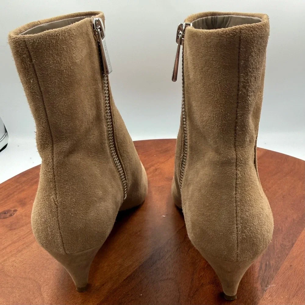 Michael Kors Tan Suede Pointed Toe Kitten Heel Ankle Bootie Women 6 Chic Classic